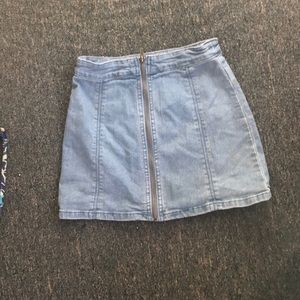 Forever 21 Zip up Blue Denim Skirt
